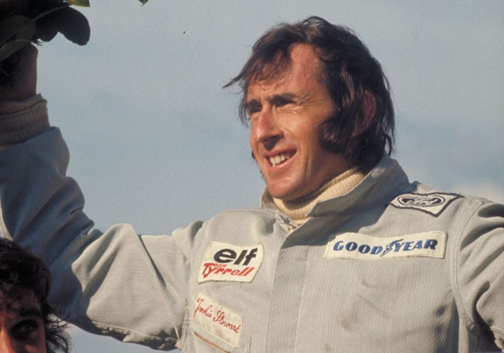 Belgium Grand Prix, Zolder, Belgium, 1973. Jackie Stewart on the victory rostrum. CD#0776-3301-4373-22.