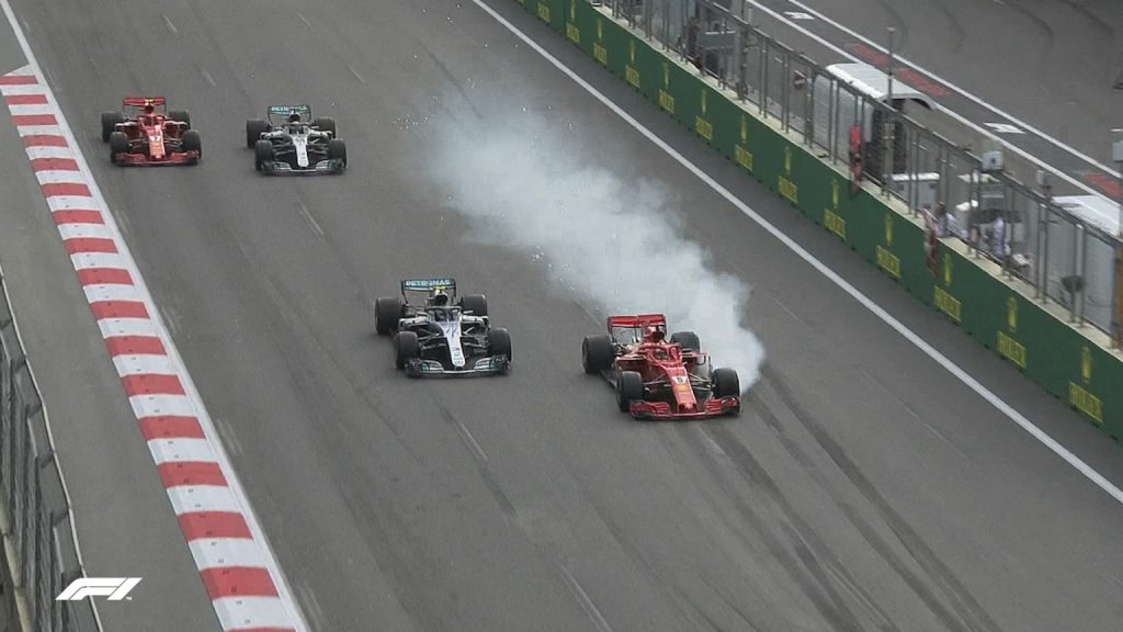 Vettel khóa bánh trước khi lao ra ngoài ở GP Azerbaijan 2018