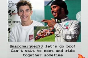 Lewis Hamilton chấp nhận lời thách đấu trên truyền thông Anh của Marc Marquez