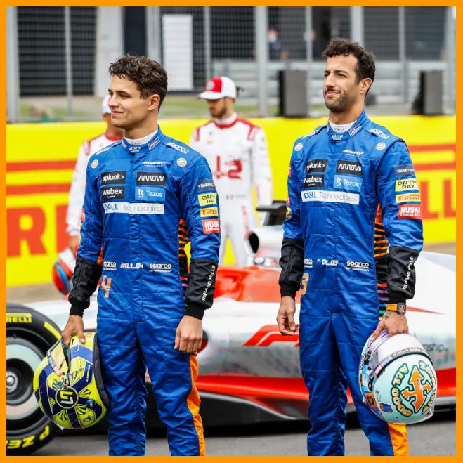 Daniel Ricciardo và Lando Norris ở buổi lẽ ra mắt xe F1 2022