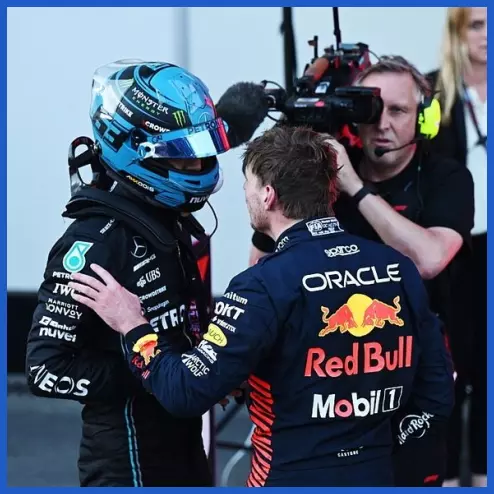 Verstappen và Russell sau cuộc đua Sprint race GP Azerbaijan 2023
