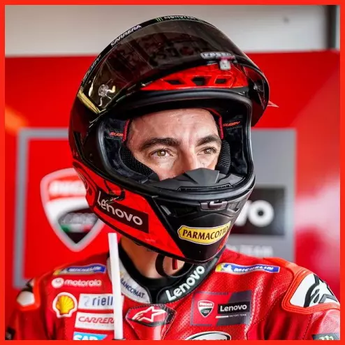 Mũ bảo hiểm Suomy của Francesco Bagnaia ở chặng đua MotoGP Americas 2023