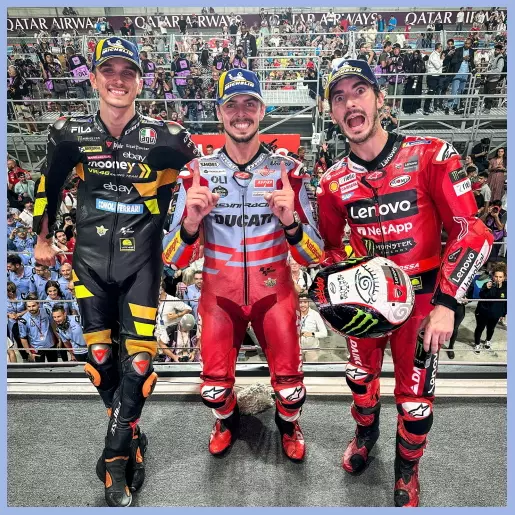 Ảnh: Podium toàn Italia ở chặng đua MotoGP Qatar 2023