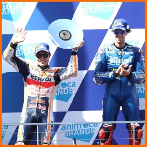 Ảnh: Marc Marquez ăn mừng podium MotoGP Úc 2022, là podium MotoGP thứ 100 trong sự nghiệp