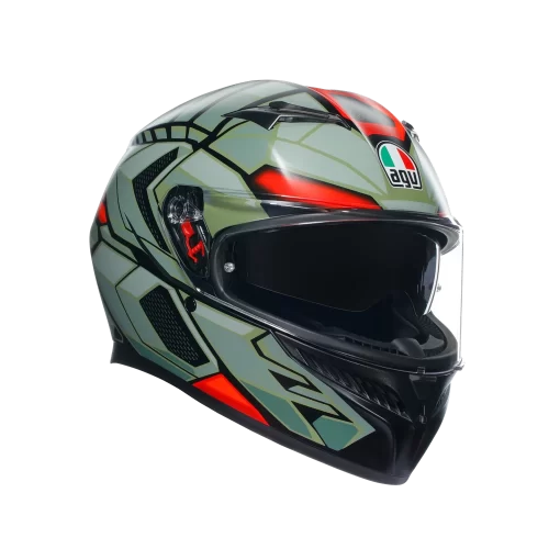 Nón bảo hiểm fullface có kính AGV K3 Decept Matt Black Green Red