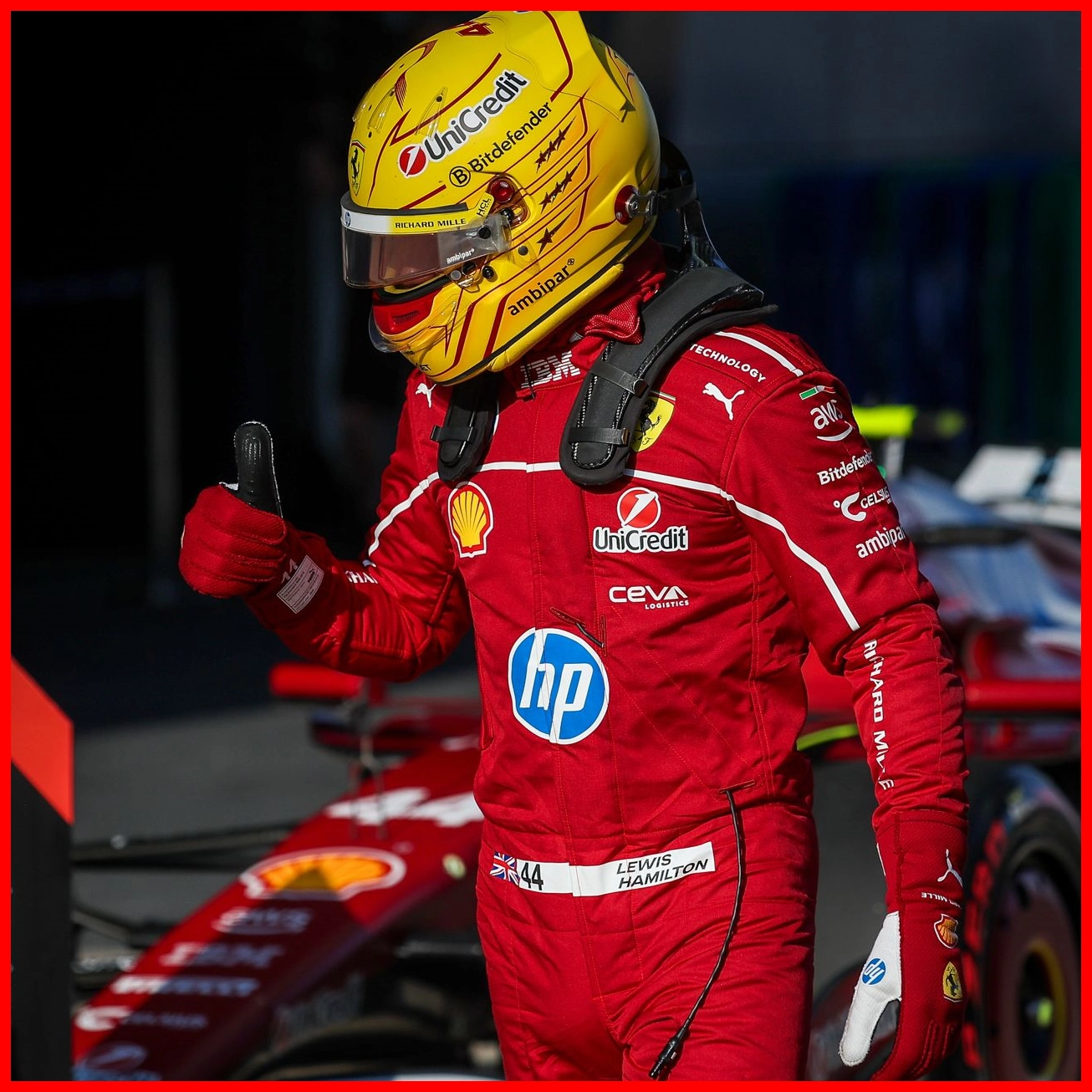 Lewis Hamilton đội đua Ferrari sau khi giành pole cuộc đua nước rút GP Trung Quốc 2025